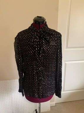 J. Crew Black Top with Metallic Multi-Color Fleck Detail